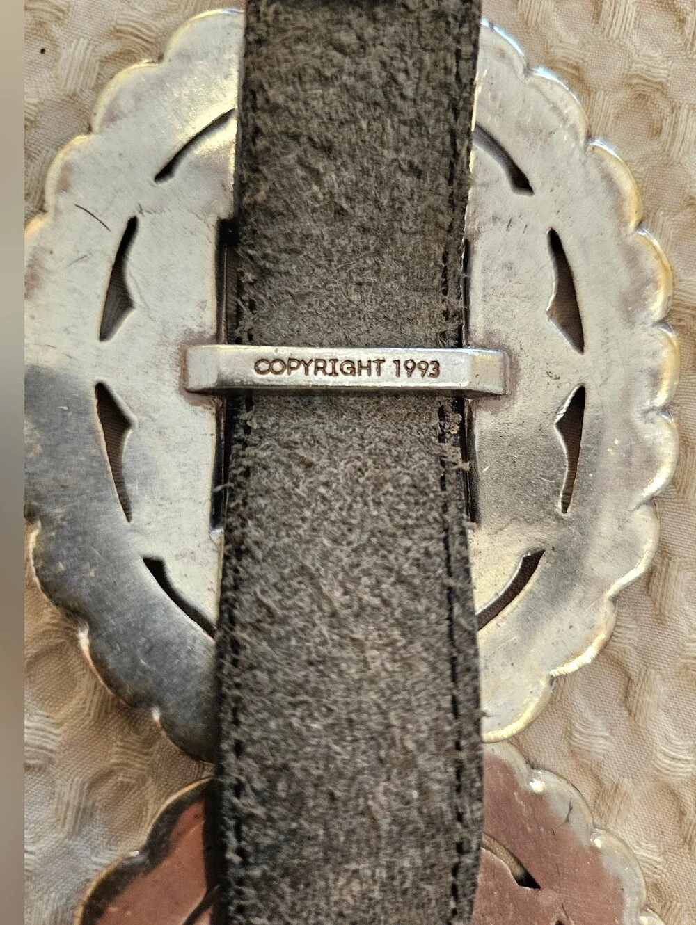 Vintage 1993 Brighton Sunflower Concho Belt Black Leather Western Boho | Size Me
